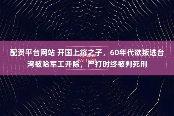 配资平台网站 开国上将之子，60年代欲叛逃台湾被哈军工开除，严打时终被判死刑